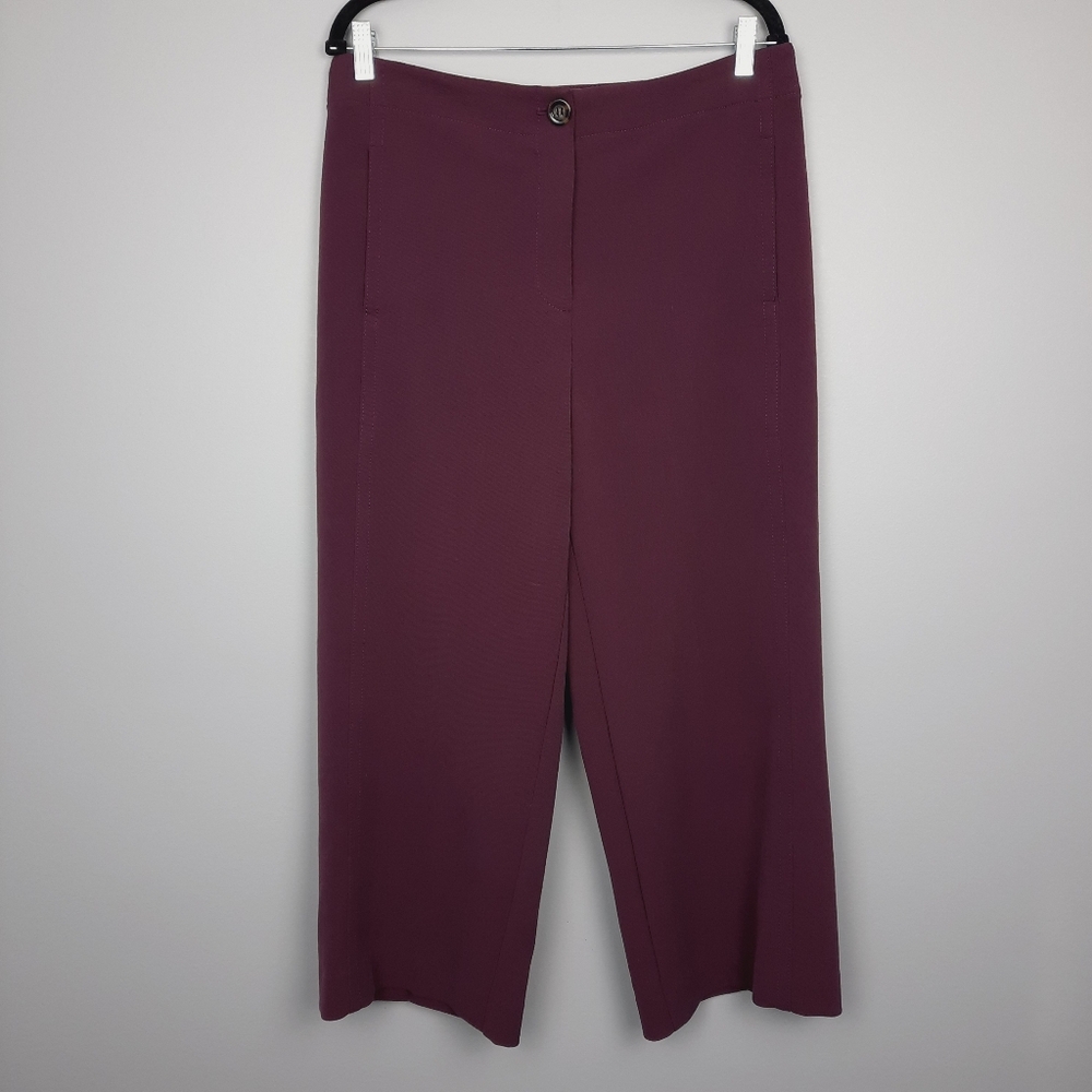 Ann Taylor Kate Plum Purple High Rise Wide Leg Crop Pants size 10